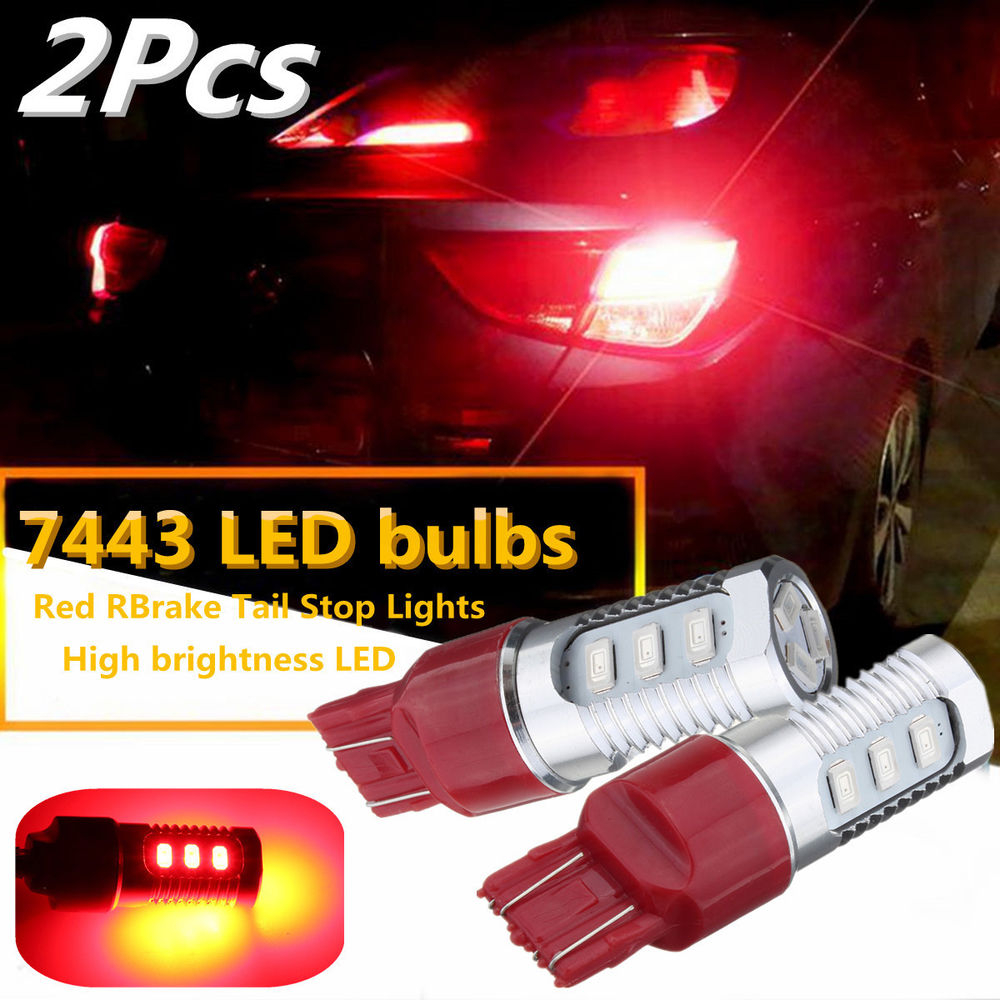2x 7443 Red Led Flashing Strobe Bulbs Blinking Safety Rear Brake for sizing 1000 X 1000
