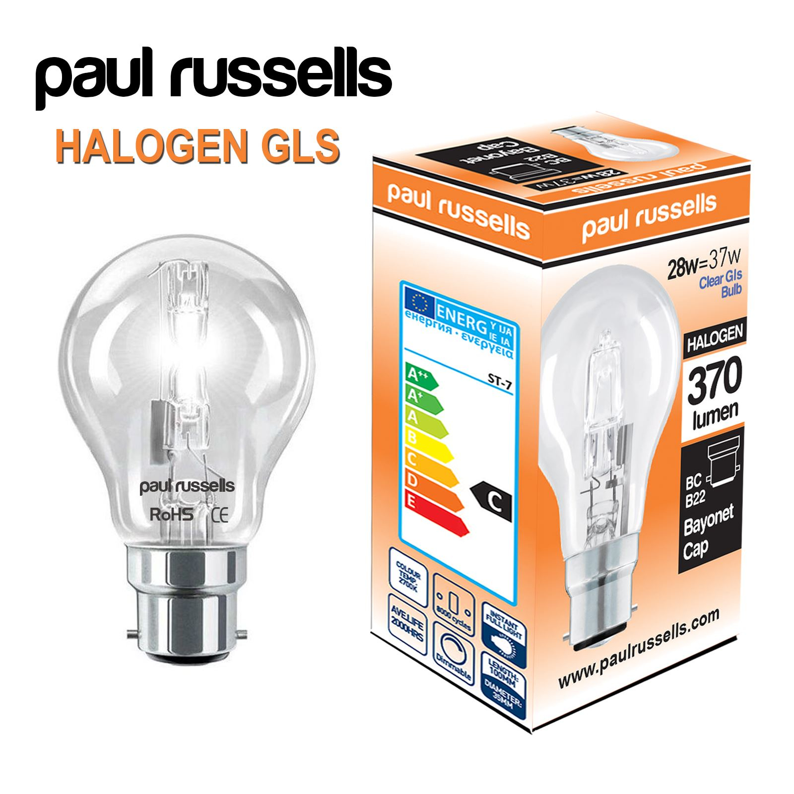 5 X Halogen 28w 42w 72w 100w Gls Bc B22 Es E27 Long Life Clear Eco in proportions 1600 X 1600