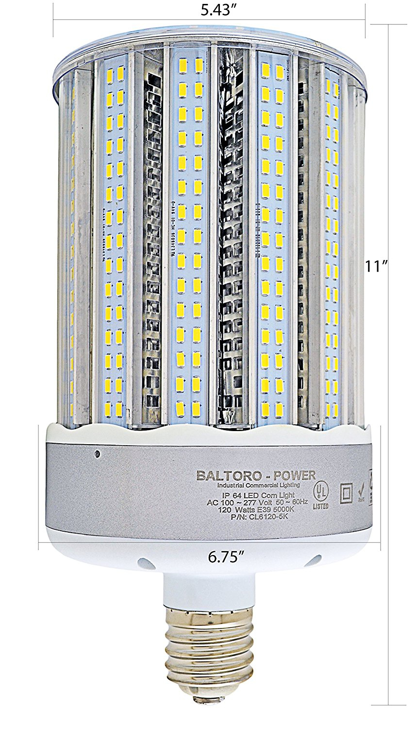 Baltoro Cl6120 5k 120w Led Corn Bulb Replaces 700 1000 Watt Mh Hid intended for proportions 857 X 1500