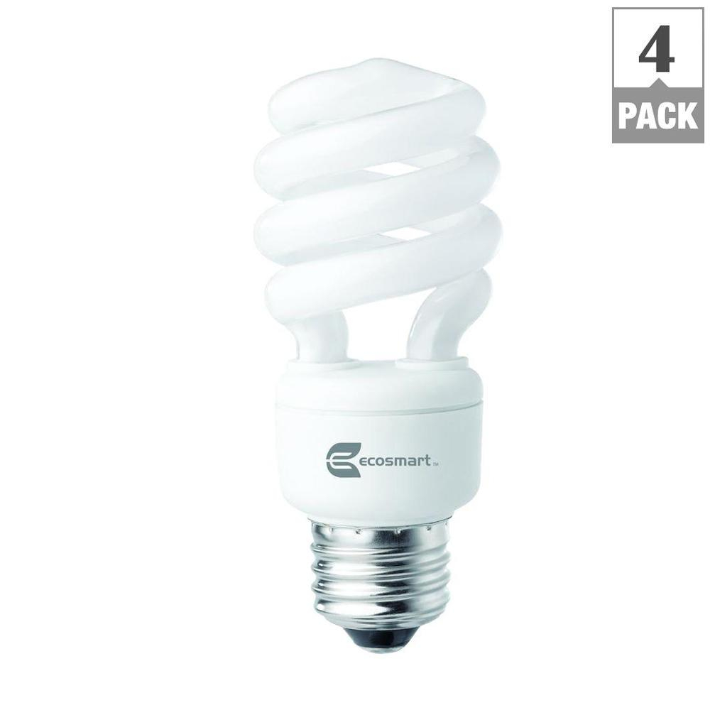 Ecosmart 60 Watt Equivalent Spiral Cfl Light Bulb Soft White 4 for proportions 1000 X 1000