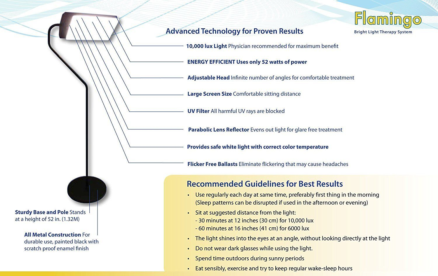 Flamingo 10 000 Lux Full Spectrum Light Therapy Floor Lamp For Sad intended for proportions 1500 X 946