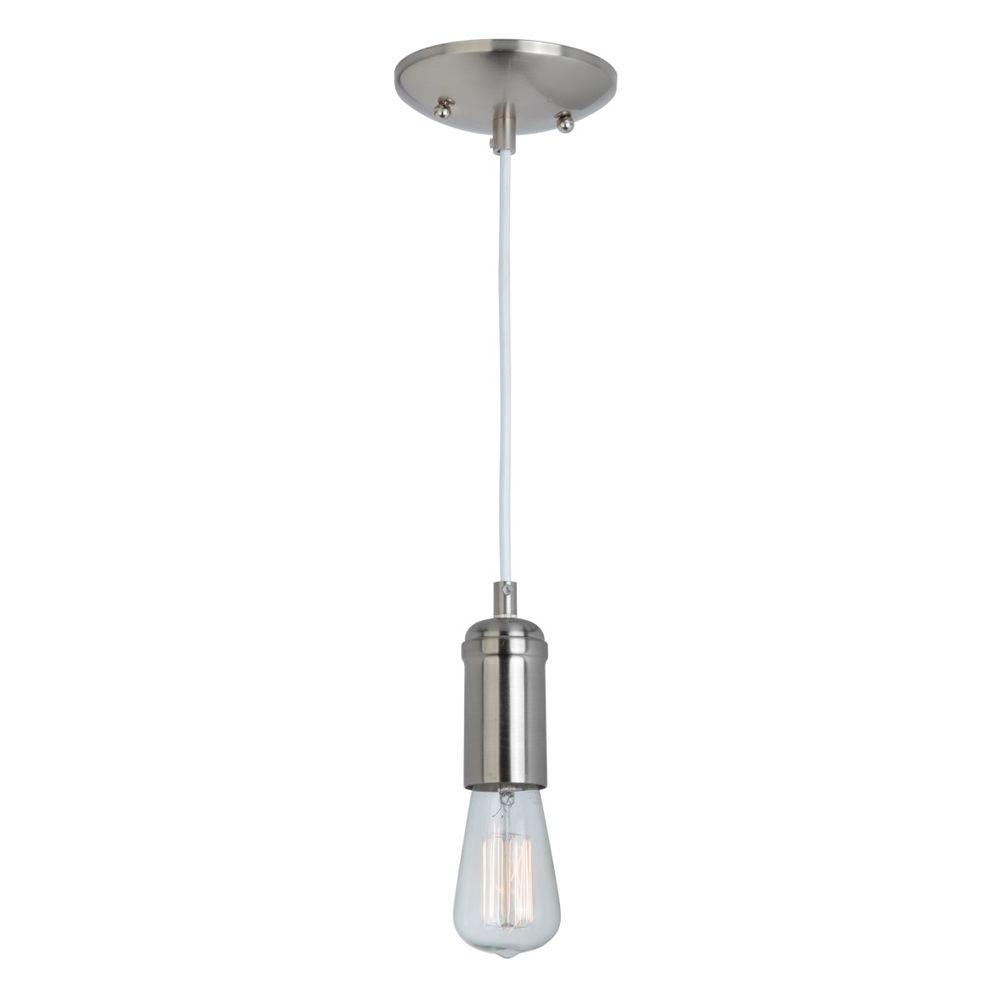 Globe Electric 1 Light Brushed Steel Mini Pendant With White Woven throughout dimensions 1000 X 1000