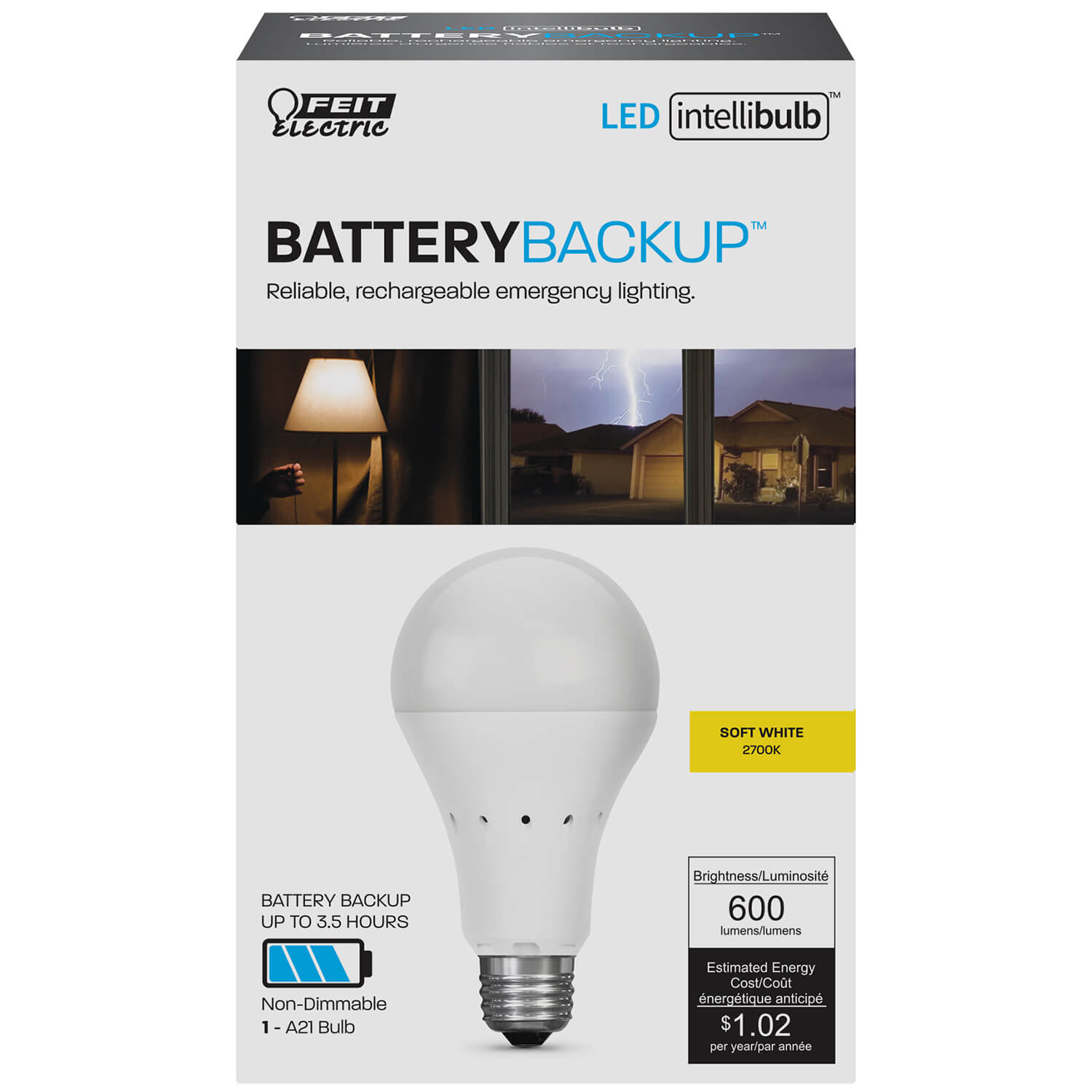 Intellibulb Battery Backup 600 Lumen 2700k Led A19 Feit Electric regarding proportions 1500 X 1500