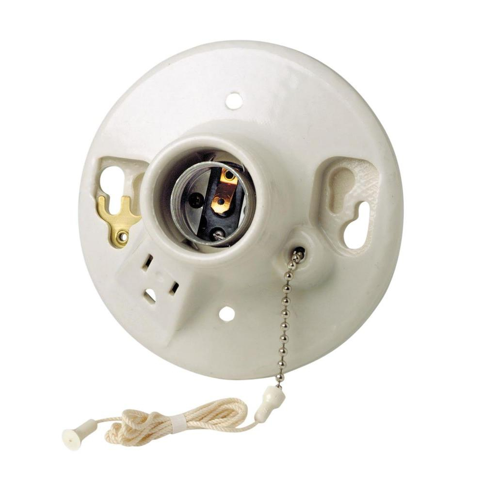 Leviton Porcelain Lamp Holder With Pull Chain And Outlet R60 09726 regarding sizing 1000 X 1000