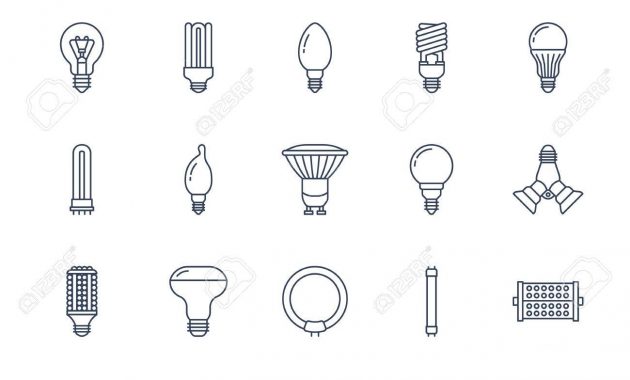 Light Bulbs Flat Line Icons Led Lamps Types Fluorescent Filament regarding sizing 1300 X 1300