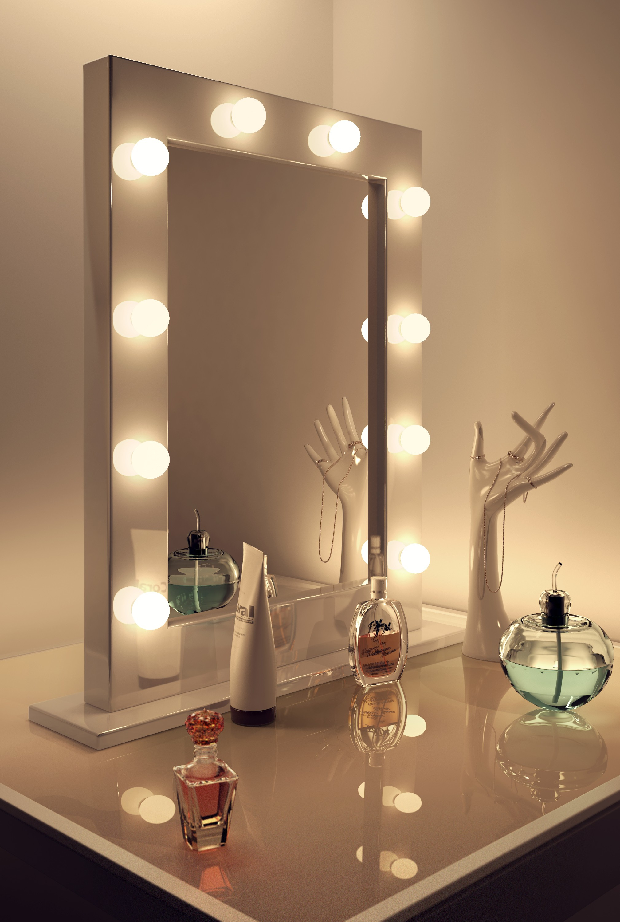 Lighting Vanity Mirror With Light Bulbs Makeup Table And Bench pertaining to size 2018 X 3000