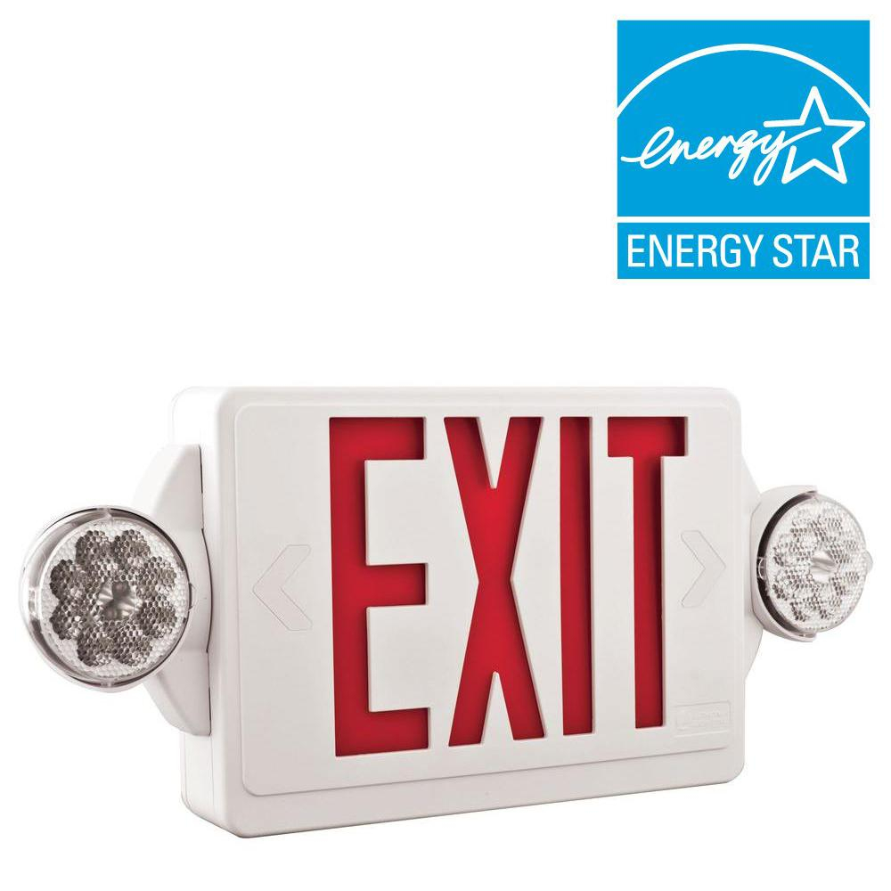 Lithonia Lighting 2 Light Plastic Led White Exit Signemergency in proportions 1000 X 1000