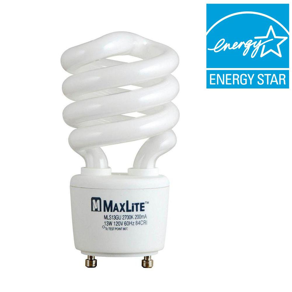 Maxlite 60w Equivalent Soft White 2700k Spiral Cfl Light Bulb in measurements 1000 X 1000