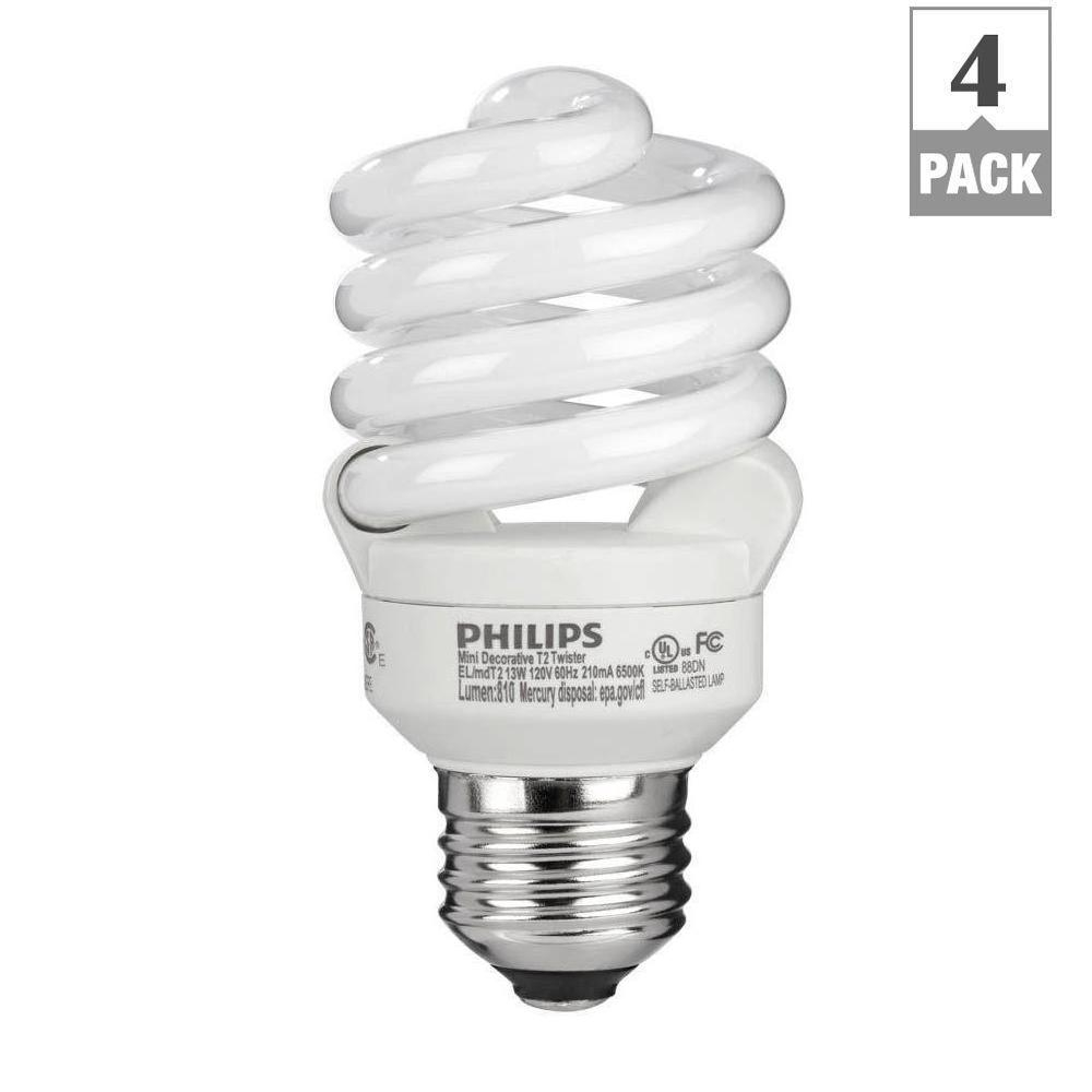 Philips 60 Watt Equivalent T2 Spiral Cfl Light Bulb Daylight 6500k with dimensions 1000 X 1000