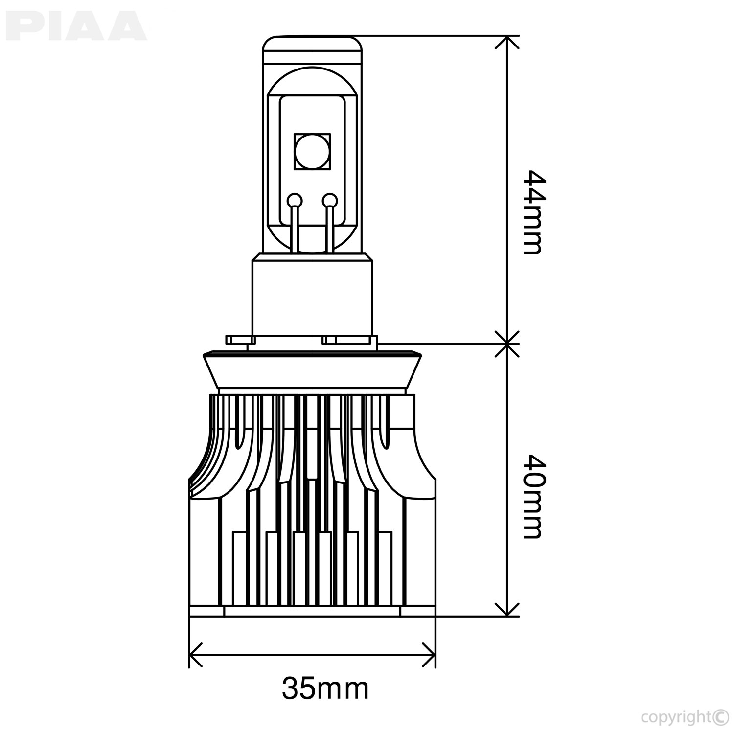 Piaa H11 High Output Led Bulbs 6000k Twin Pack 17202 H11 for measurements 1500 X 1500