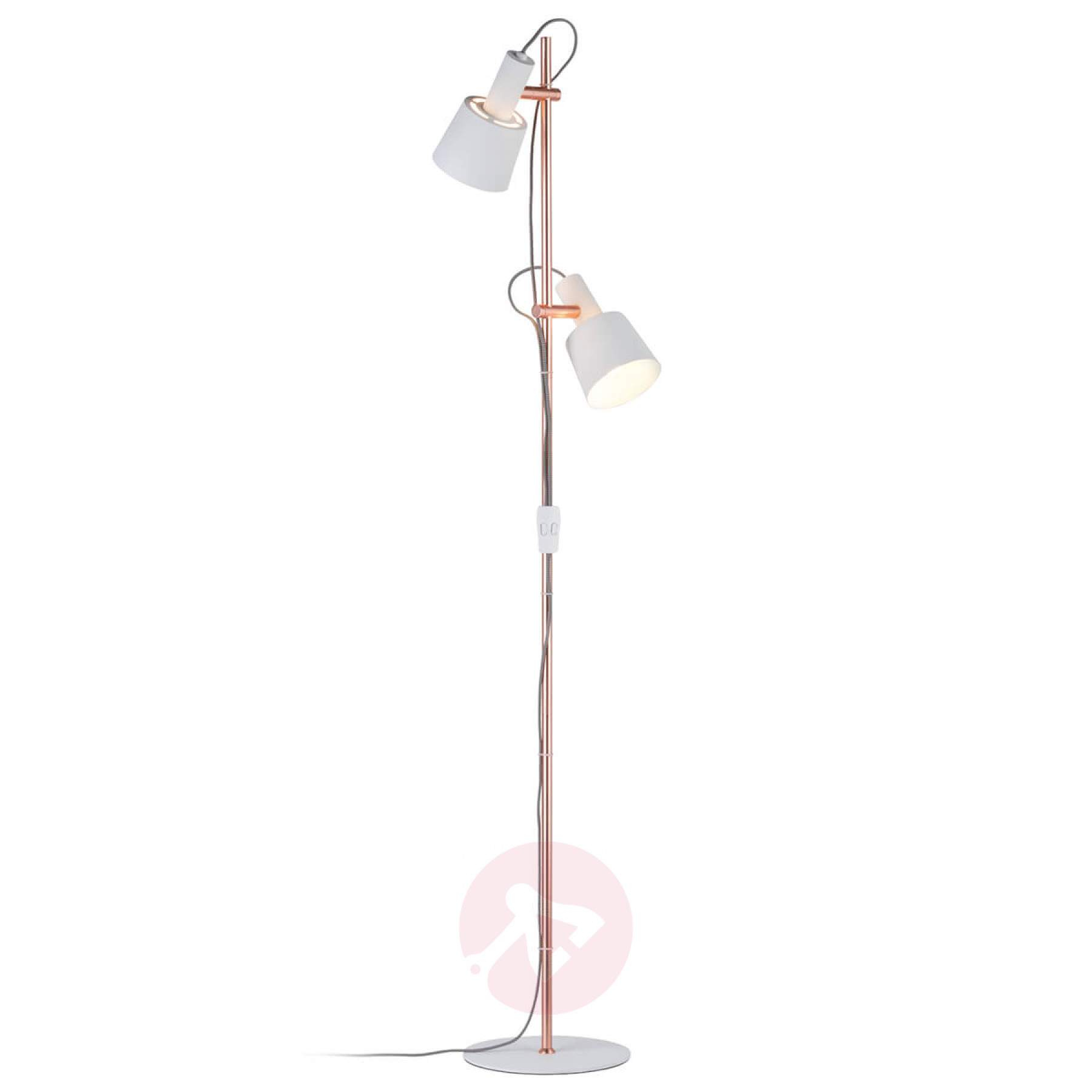 Two Bulb Floor Lamp Haldar In Whitecopper Lightscouk intended for dimensions 1800 X 1800