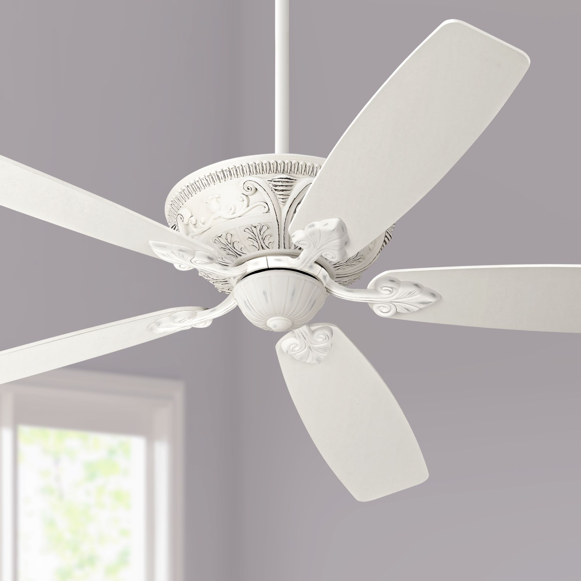 60 Casa Vieja Chic Ceiling Fan Antique Rubbed White For Living Room in proportions 2000 X 2000