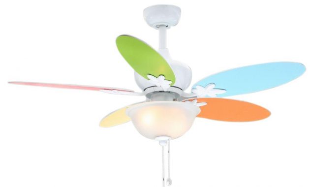 Girls Fun Pastel Colors 44 In White Flowers Ceiling Fan W Frosted for size 1000 X 1000