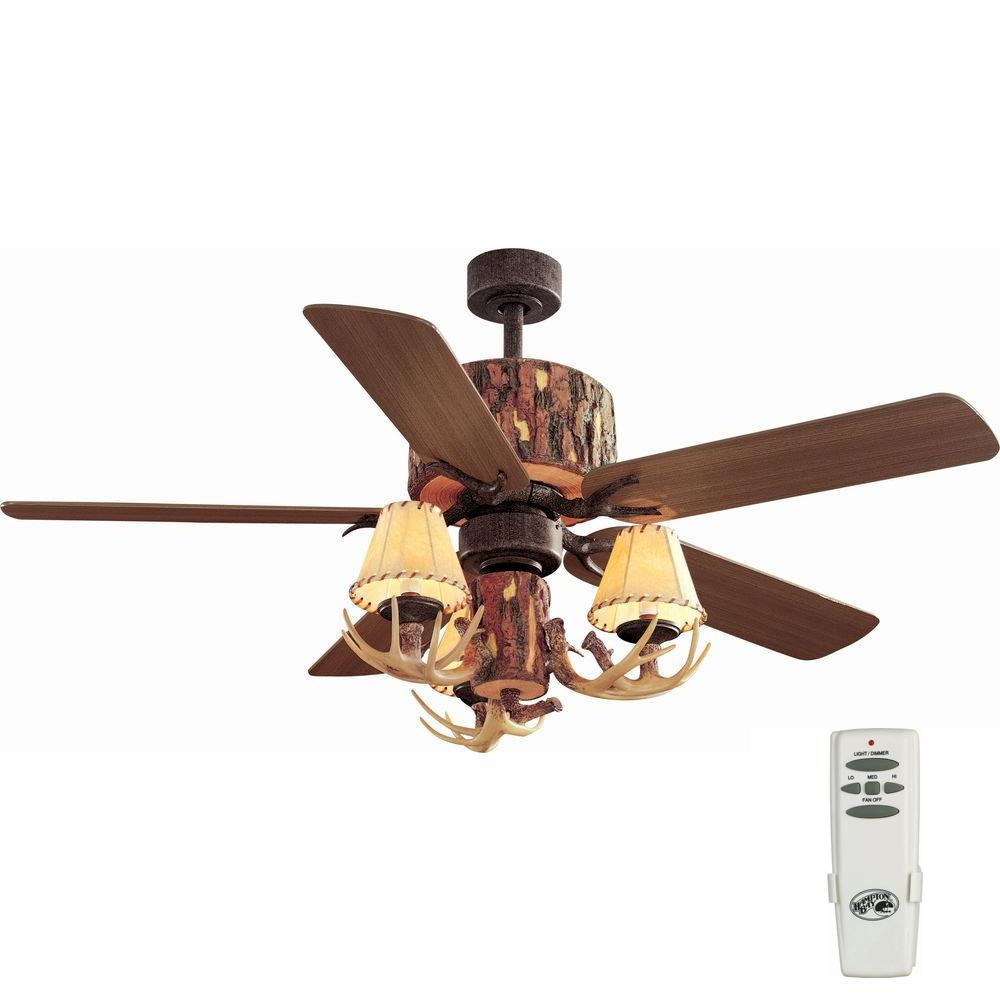 Hampton Bay Lodge 52 In Indoor Nutmeg Ceiling Fan With Light Kit intended for dimensions 1000 X 1000