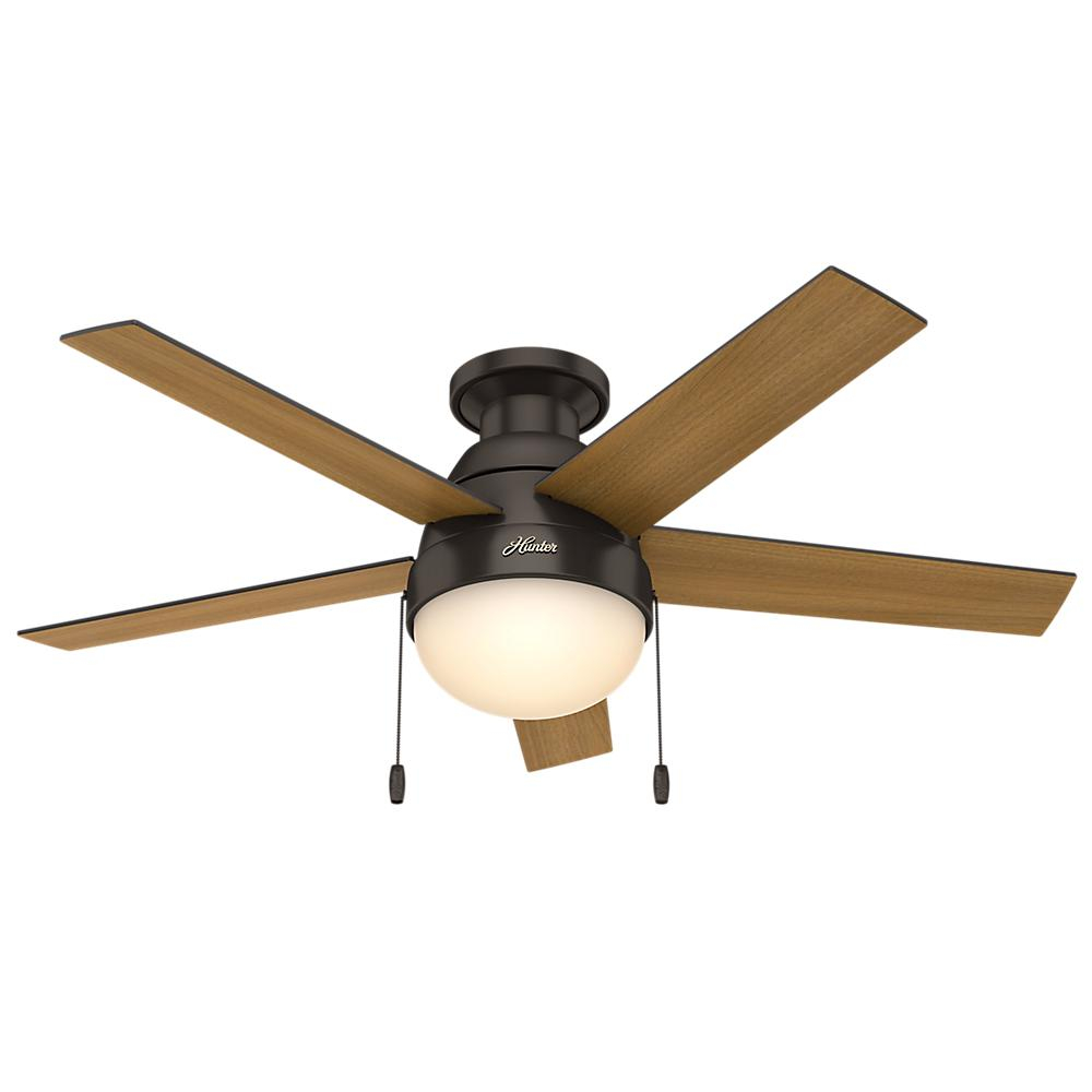 Hunter Anslee 46 In Indoor Low Profile Matte Silver Ceiling Fan pertaining to sizing 1000 X 1000