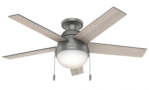 Hunter Anslee 46 In Indoor Low Profile Matte Silver Ceiling Fan throughout proportions 1000 X 1000