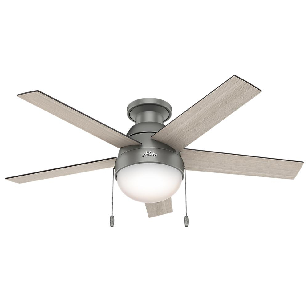 Hunter Anslee 46 In Indoor Low Profile Matte Silver Ceiling Fan throughout proportions 1000 X 1000