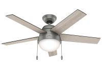 Hunter Anslee 46 In Indoor Matte Silver Ceiling Fan With Light inside dimensions 1000 X 1000