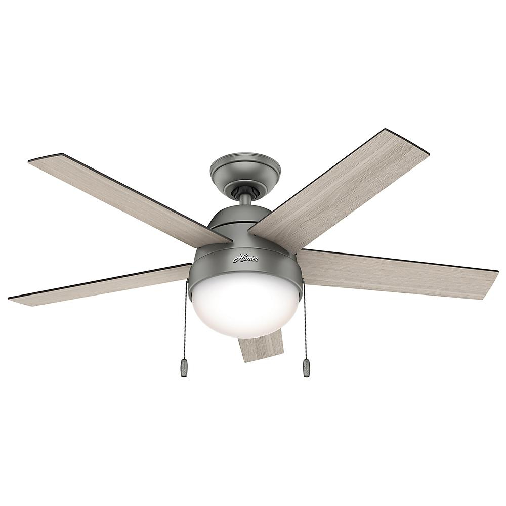 Hunter Anslee 46 In Indoor Matte Silver Ceiling Fan With Light regarding size 1000 X 1000