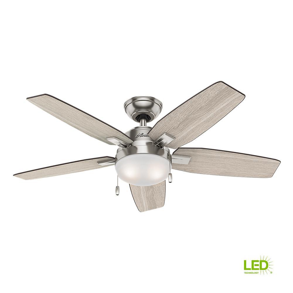 Hunter Antero 46 In Led Indoor Brushed Nickel Ceiling Fan With for proportions 1000 X 1000