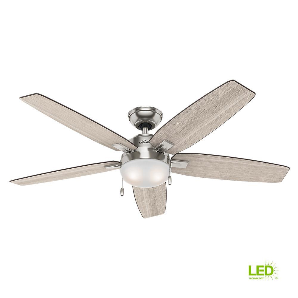 Hunter Antero 54 In Led Indoor Brushed Nickel Ceiling Fan With pertaining to dimensions 1000 X 1000