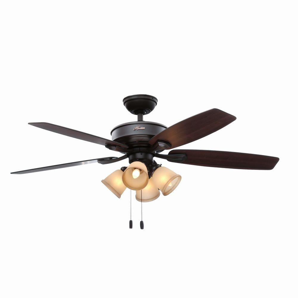 Hunter Belmor 52 In Indoor New Bronze Ceiling Fan With Light Kit intended for proportions 1000 X 1000