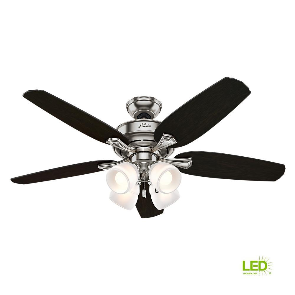 Hunter Channing 52 In Indoor Led Brushed Nickel Ceiling Fan With in proportions 1000 X 1000