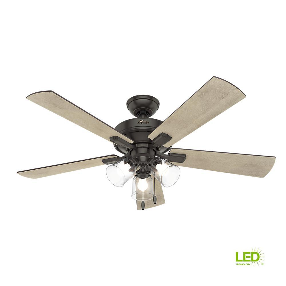 Hunter Crestfield 52 In Led Indoor Noble Bronze Ceiling Fan With 3 throughout sizing 1000 X 1000