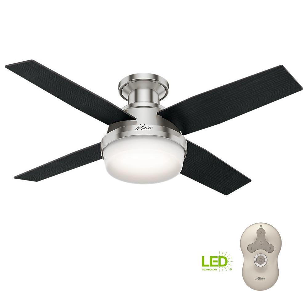 Hunter Dempsey 44 In Low Profile Led Indoor Brushed Nickel Ceiling for sizing 1000 X 1000