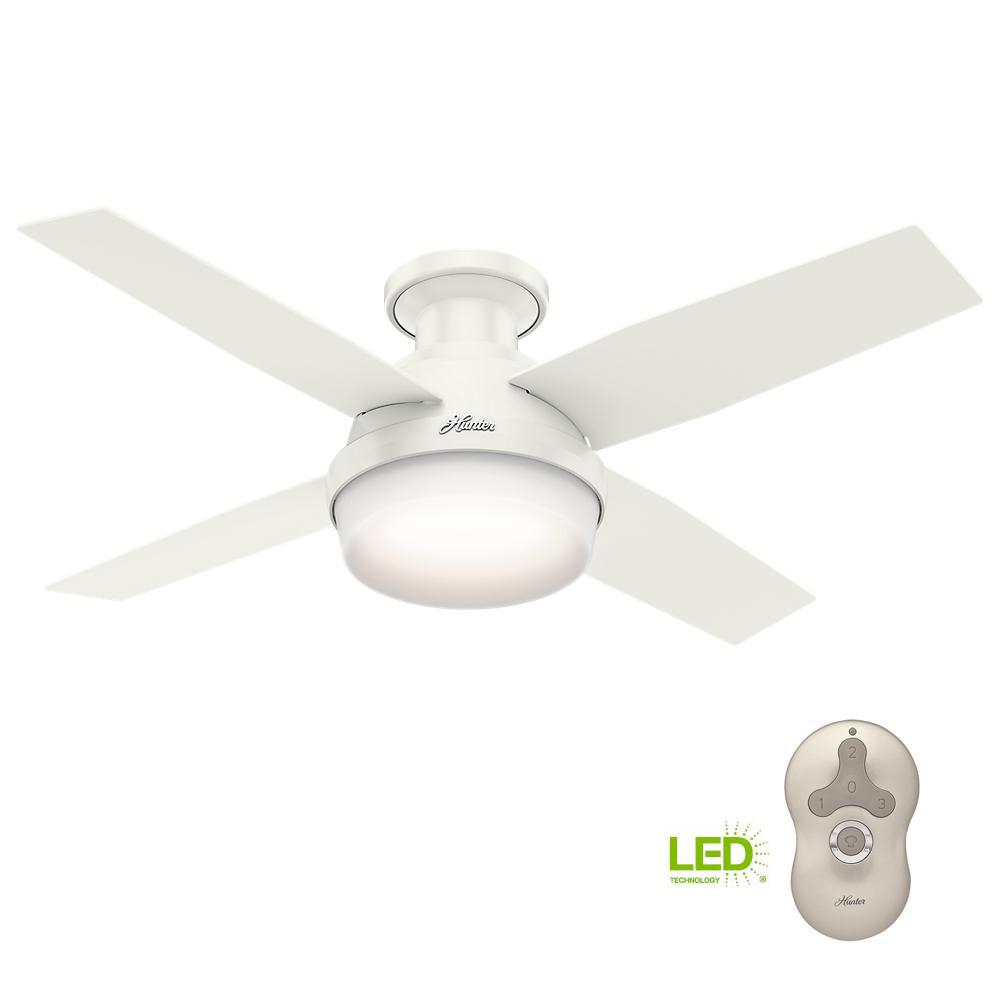 Hunter Dempsey 44 In Low Profile Led Indoor Fresh White Ceiling Fan inside size 1000 X 1000