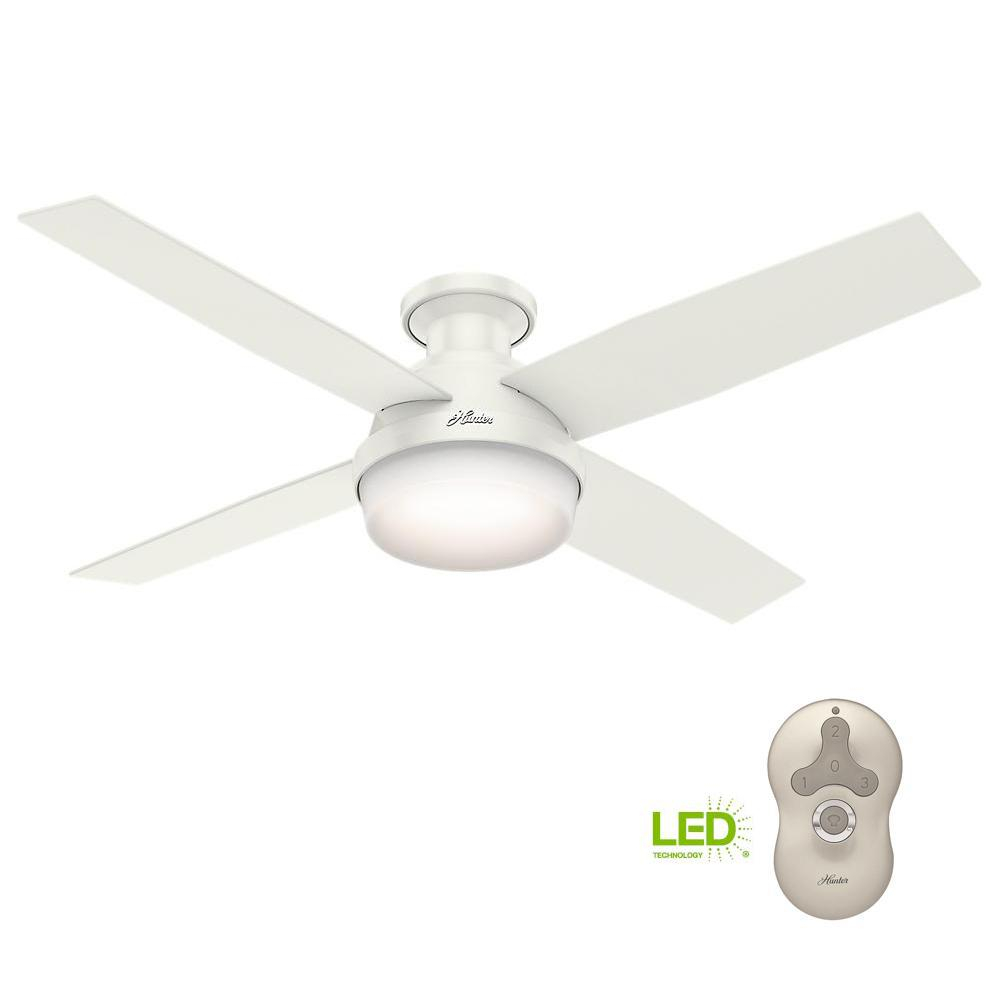 Hunter Dempsey 52 In Low Profile Led Indoor Fresh White Ceiling Fan within proportions 1000 X 1000