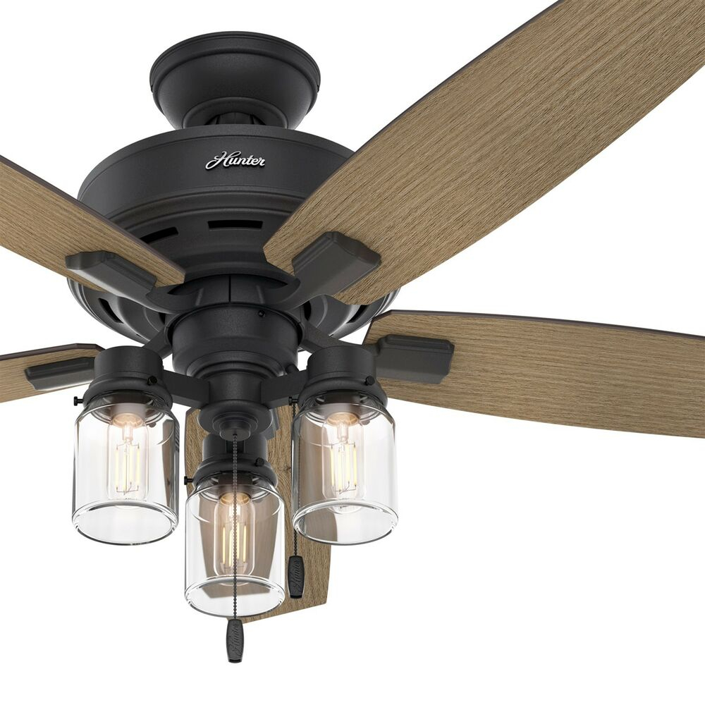 Hunter Fan 52 In Rustic Ceiling Fan With Clear Glass Led Light Kit for measurements 1000 X 1000