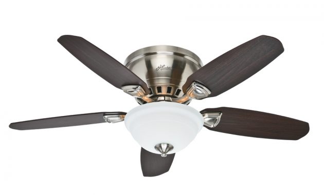 Hunter Louden 46 In Brushed Nickel Indoor Flush Mount Ceiling Fan inside measurements 900 X 900