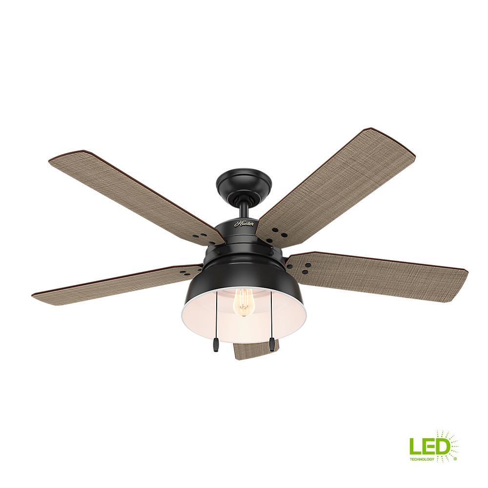 Hunter Mill Valley 52 In Led Indooroutdoor Matte Black Ceiling Fan with size 1000 X 1000