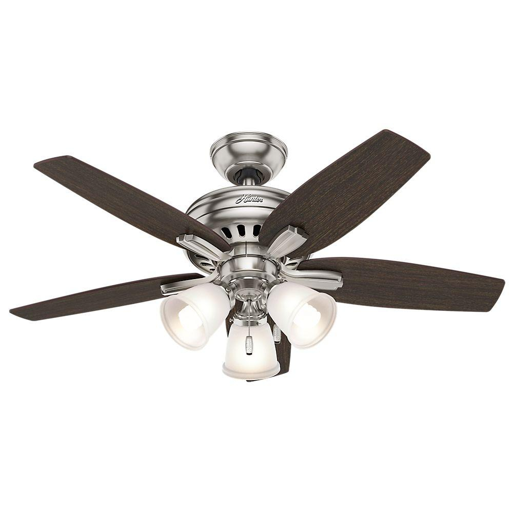Hunter Newsome 42 In Indoor Brushed Nickel Ceiling Fan With 3 Light pertaining to measurements 1000 X 1000