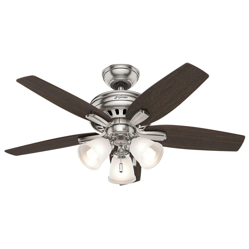 Hunter Newsome 42 In Indoor Brushed Nickel Ceiling Fan With 3 Light with sizing 1000 X 1000