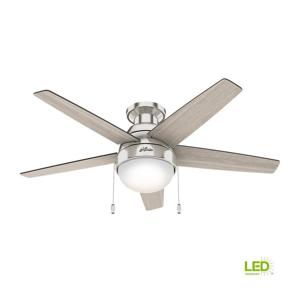 Hunter Parmer 46 In Led Indoor Brushed Nickel Flush Mount Ceiling regarding sizing 1000 X 1000