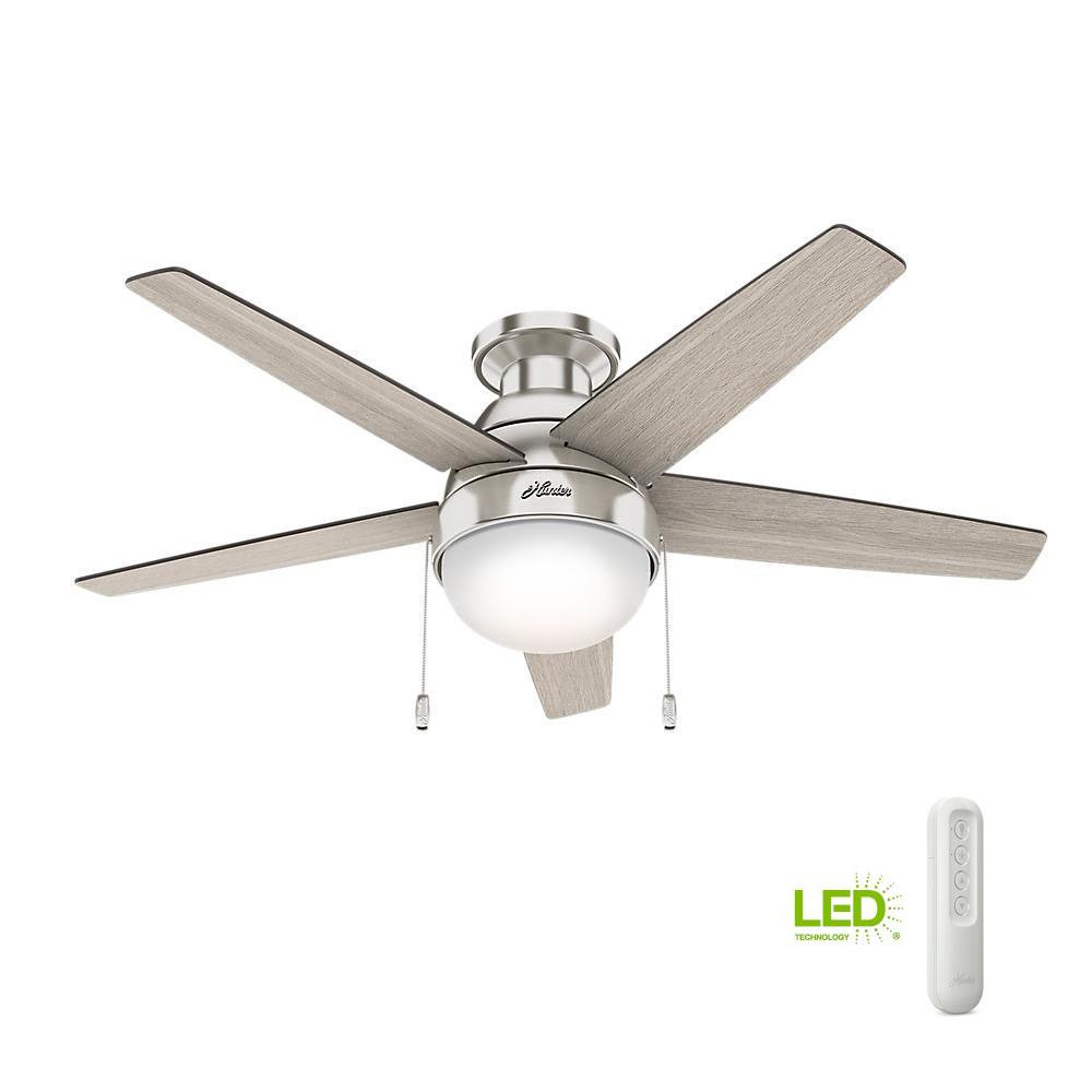 Hunter Parmer 46 In Led Indoor Brushed Nickel Flush Mount Ceiling within proportions 1000 X 1000