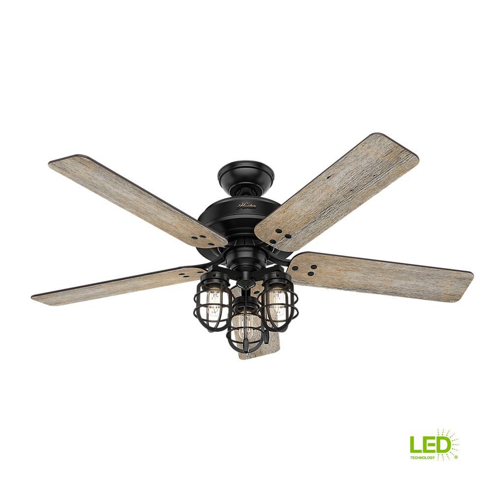 Hunter Port Isabel 52 In Led Indooroutdoor Matte Black Ceiling Fan in size 1000 X 1000