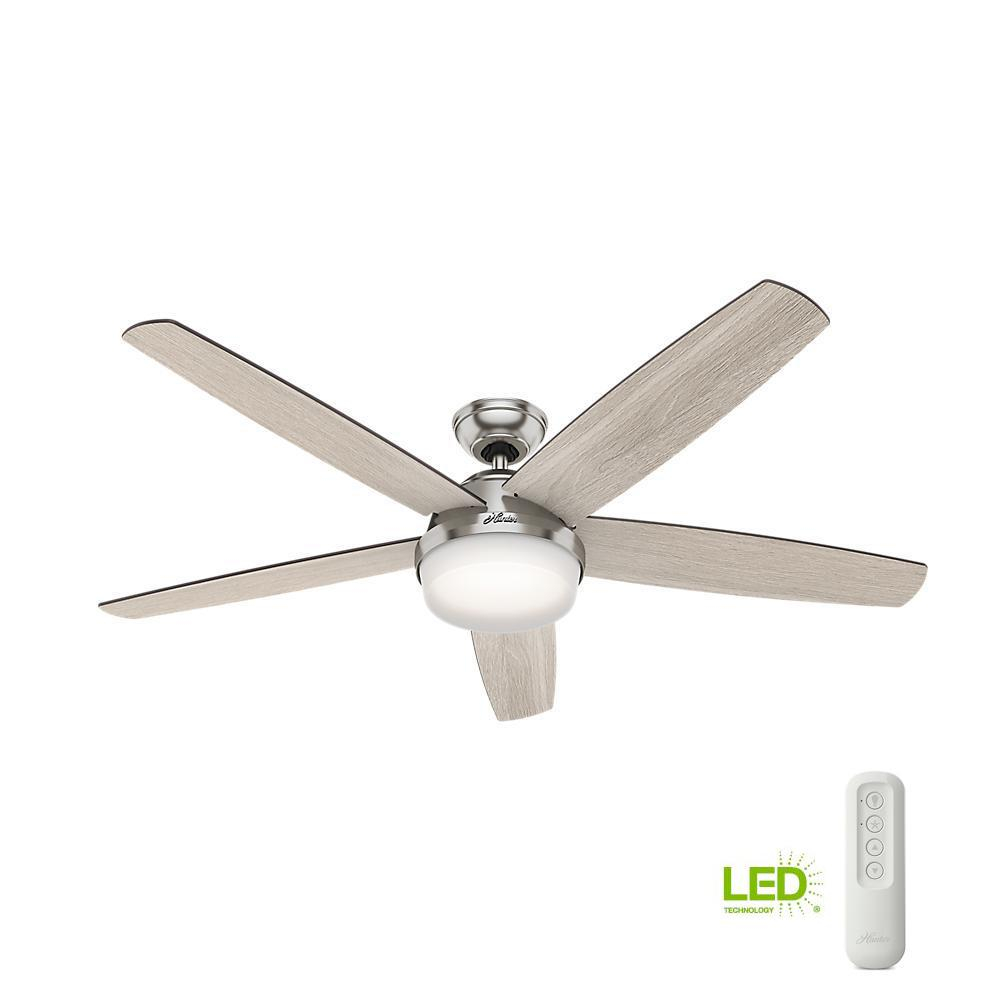 Hunter Salido 60 In Led Indoor Brushed Nickel Ceiling Fan With intended for proportions 1000 X 1000