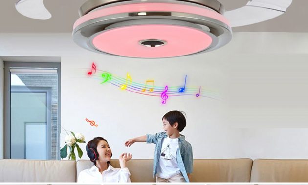 Led Bluetooth Musical Iron Acryl Ceiling Fan Led Lampled Light intended for proportions 1000 X 1106