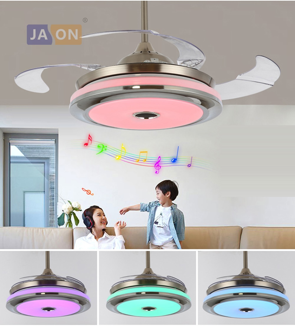 Led Bluetooth Musical Iron Acryl Ceiling Fan Led Lampled Light intended for proportions 1000 X 1106