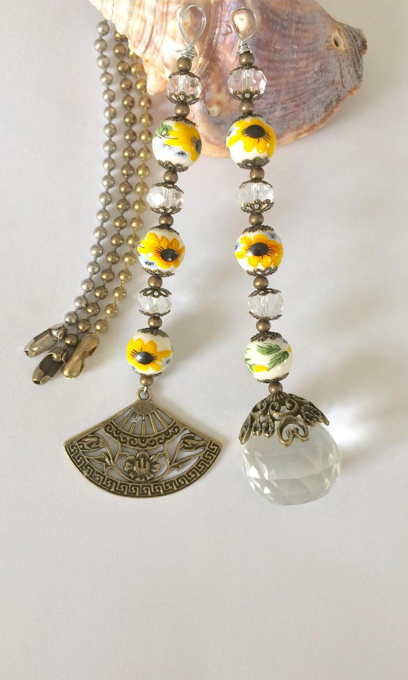 Light Pull Ceiling Fan Pulls Yellow Ceramic Beaded And Etsy pertaining to proportions 794 X 1323