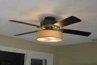 Low Profile Linen Drum Shade Light Kit For Ceiling Fan Den Ideas with measurements 1600 X 1199