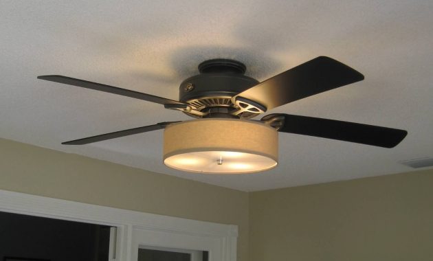 Low Profile Linen Drum Shade Light Kit For Ceiling Fan Den Ideas with measurements 1600 X 1199