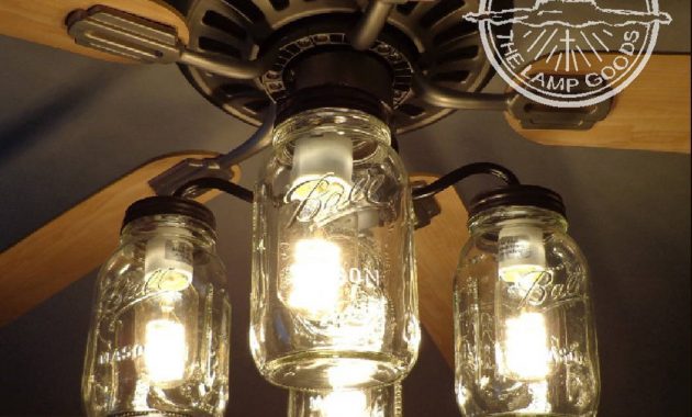 Mason Jar Ceiling Fan Light Kit Only With New Quarts Rustic Etsy with sizing 1046 X 936