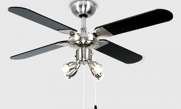 Minisun 42 Ceiling Fan With Spotlights Brushed Chrome And Black with regard to measurements 1000 X 1000