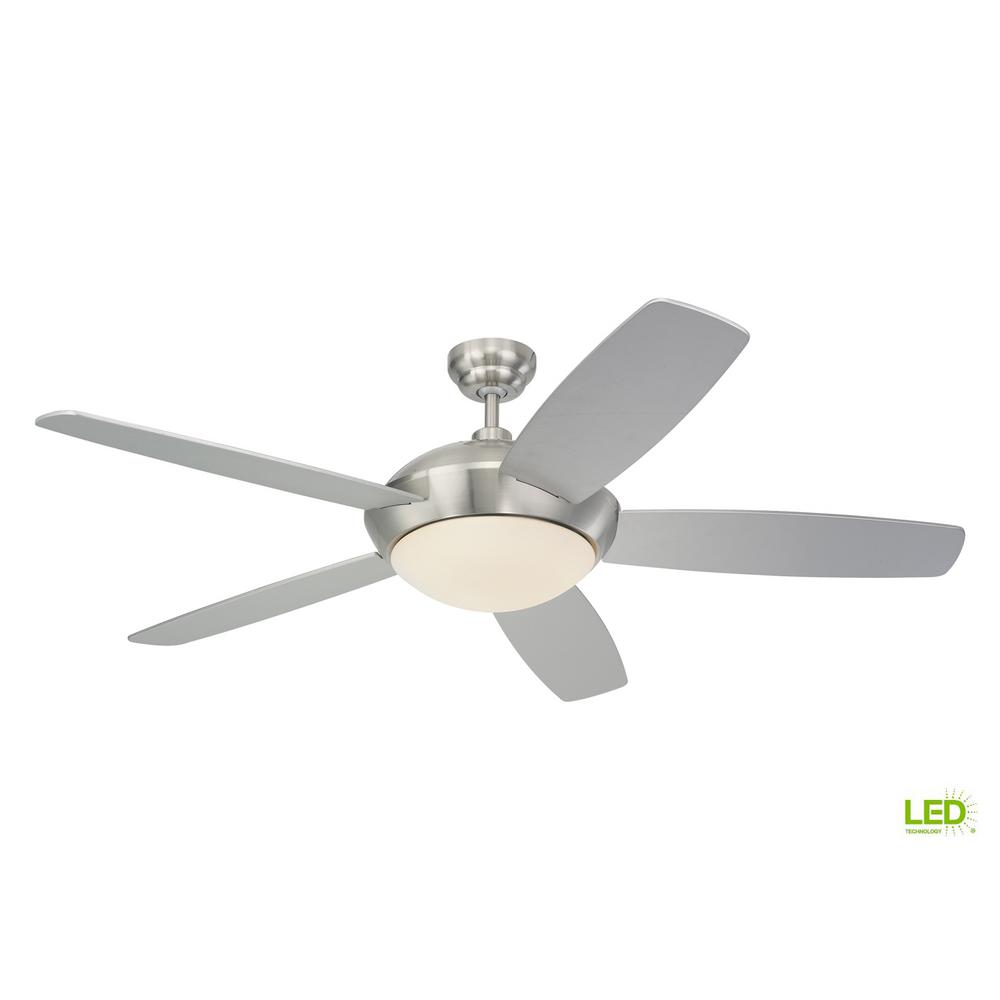 Monte Carlo Sleek 52 In Led Brushed Steel Ceiling Fan With Light in proportions 1000 X 1000