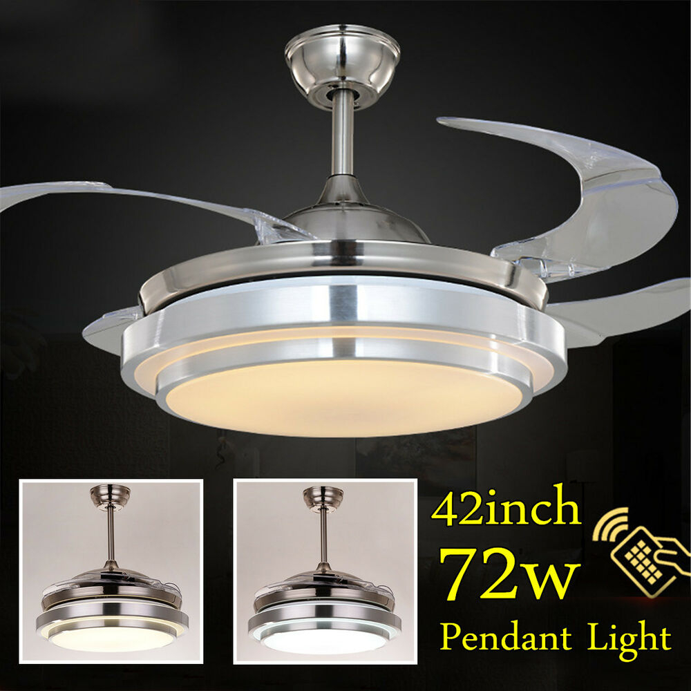 Retractable Blade Hidden Ceiling Fans Pendant Led Lights Remote within proportions 1000 X 1000