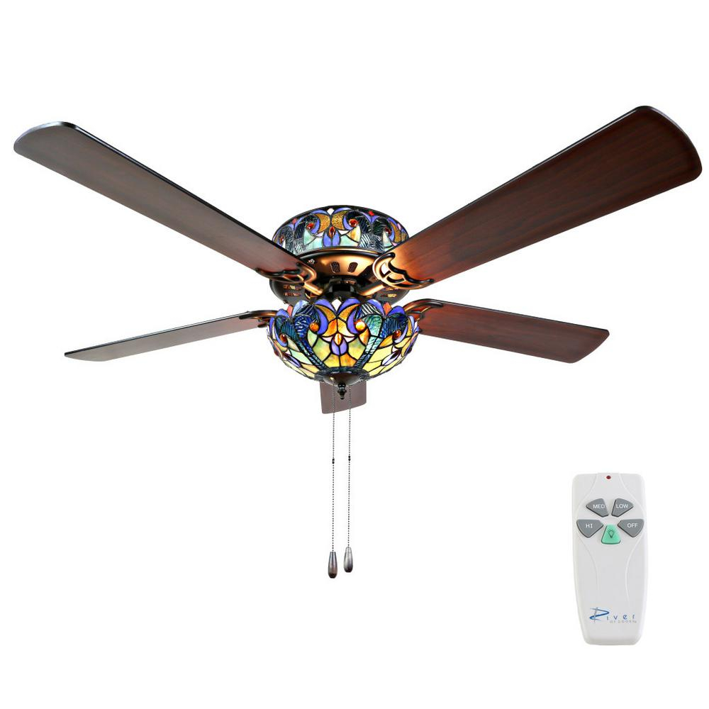 River Of Goods Halston 52 In Indoor Blue Stained Glass Ceiling Fan throughout size 1000 X 1000